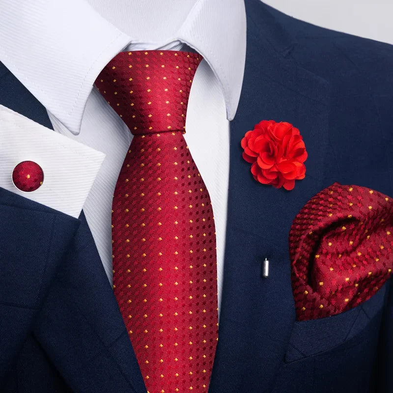 Luxury Green Floral Men’s Necktie Set .Tie, Pocket Square & Cufflinks