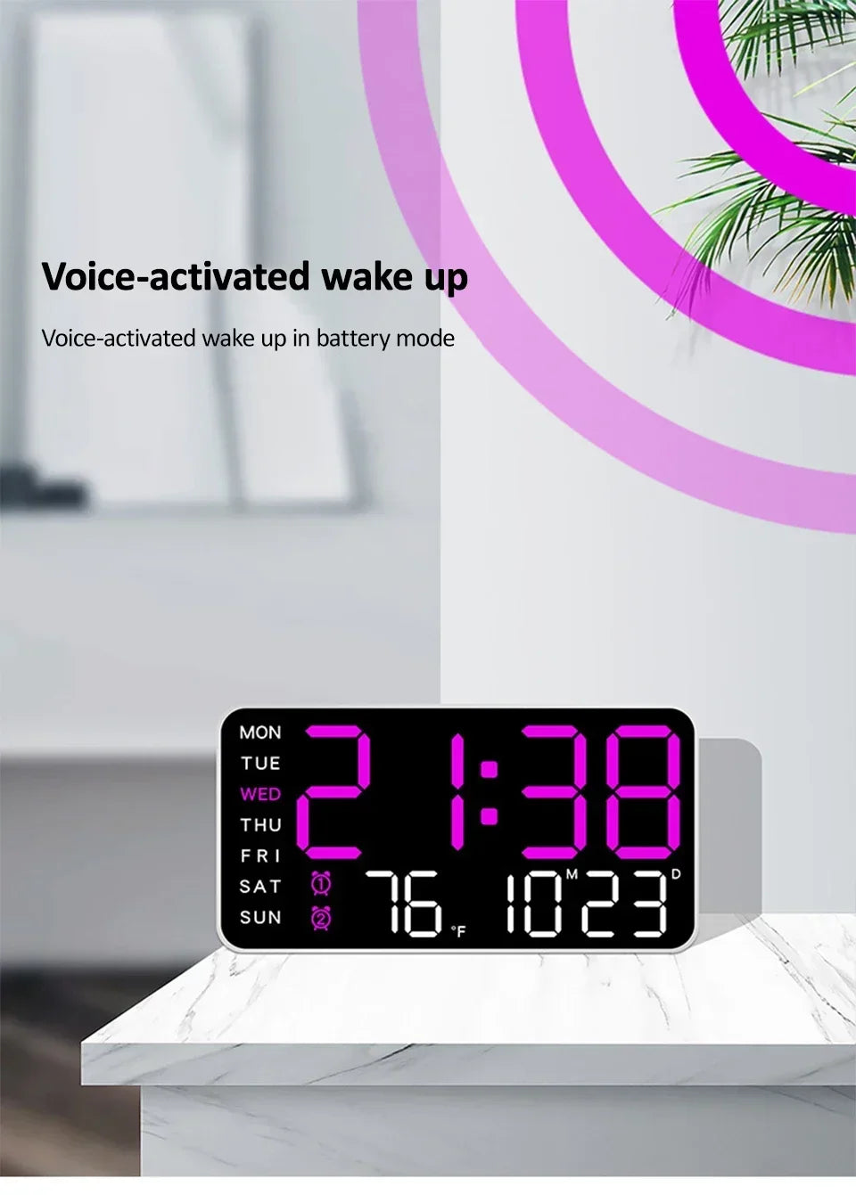 Extra Large LED Digital Wall Clock with Date.Temperature & Timer Display