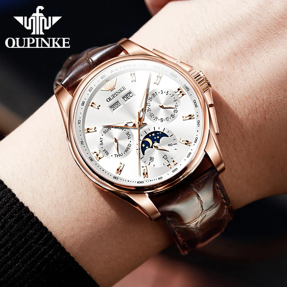 Men’s Automatic Mechanical Watch. Luxury Stainless Steel Skeleton Design