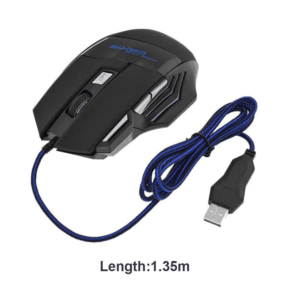 SB Wired Gaming Mouse  7 Button Ergonomic LED Backlit Mouse with 5500 DPI Precision