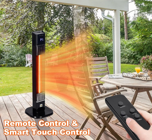 Indoor Outdoor Patio Heater,1500W Electric Infrared Heater, Tower  with Remote,Waterproof, Garage Backyard Porch Balcony Shop