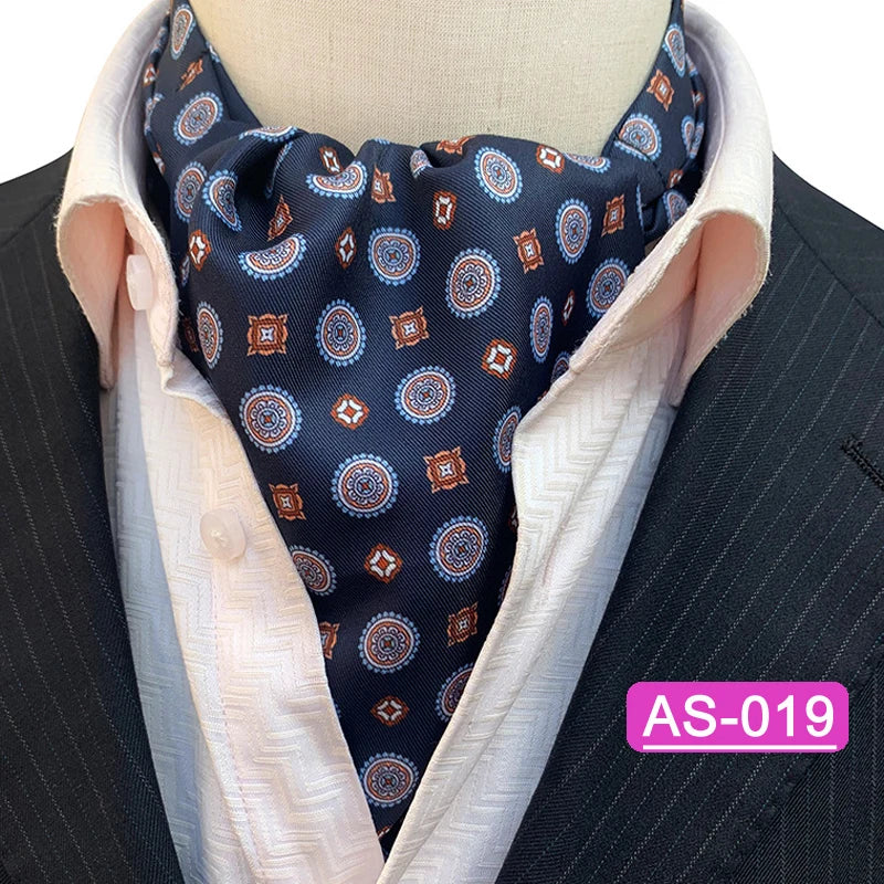 Luxury Men’s Ascot Tie & Pocket Square Set for Weddings, Business & Formal Wear