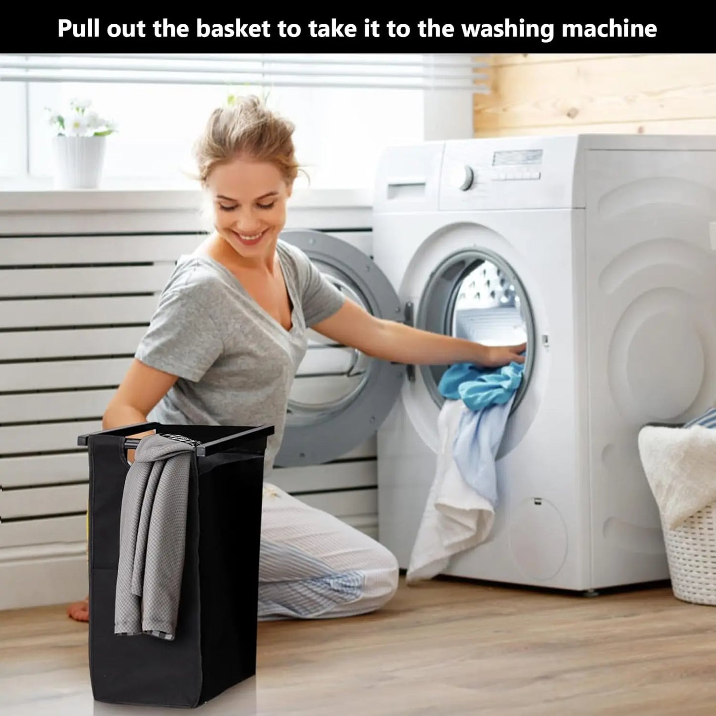 2 Section Laundry Hamper Organizer with Removable Bags and Storage Shelf
