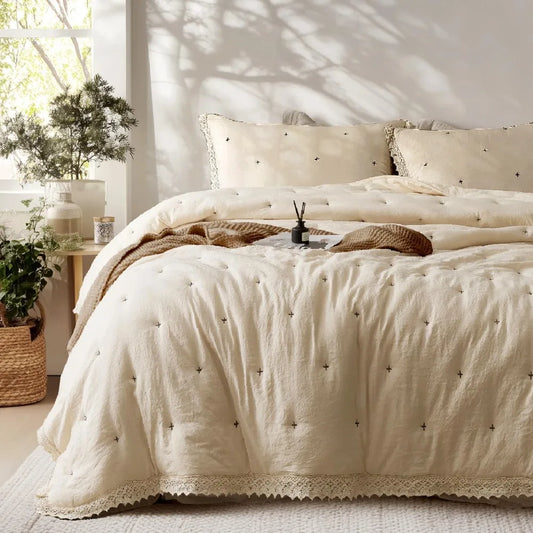Quilt Set Queen Size - Features Pre-Washed Fabric for Ultra-Softness, Lightweight Yet Plush All-Season Comforter