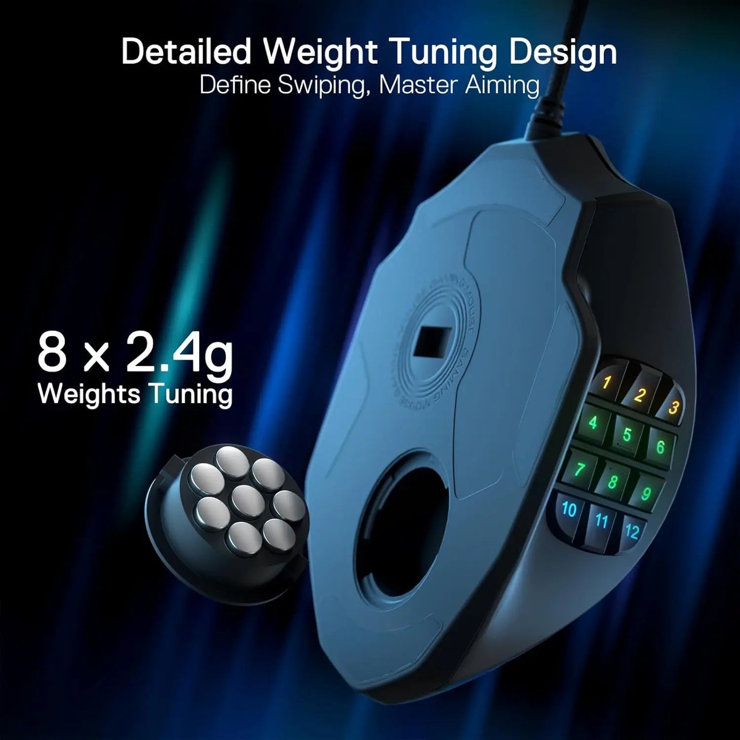 Redragon Wireless RGB Gaming Mouse with Programmable Buttons, Ergonomic Optical Mouse, Adjustable DPI for PC & Laptop