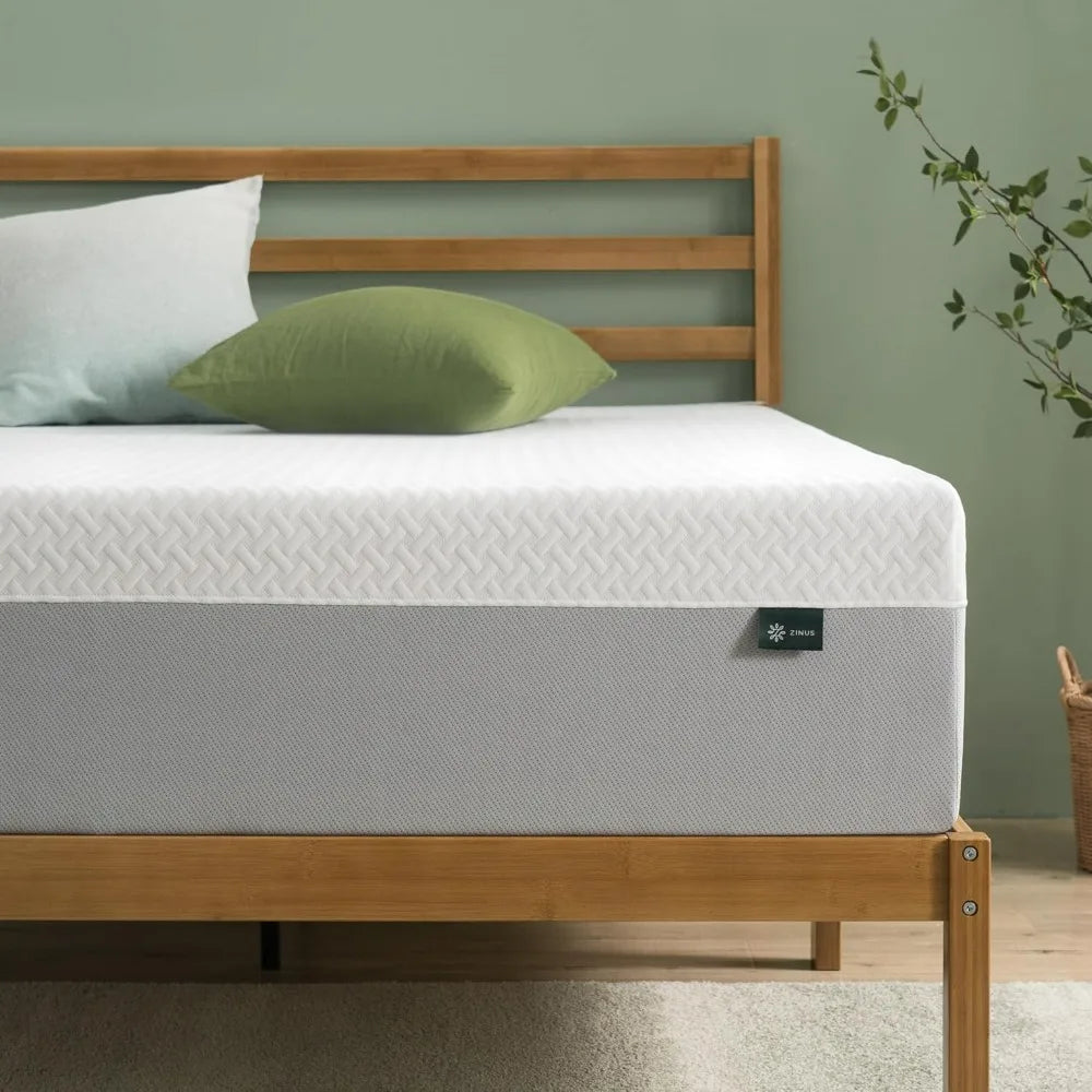 "12-inch premium green tea memory foam mattress - king size, medium firmness, breathable design, fiberglass-free"