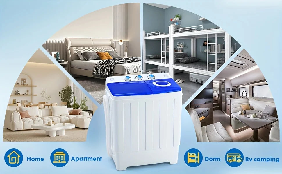 Portable Washing Machine & Spin Dryer Combo – Compact Twin Tub Washer for Apartments, RVs, Dorms & Small Spaces