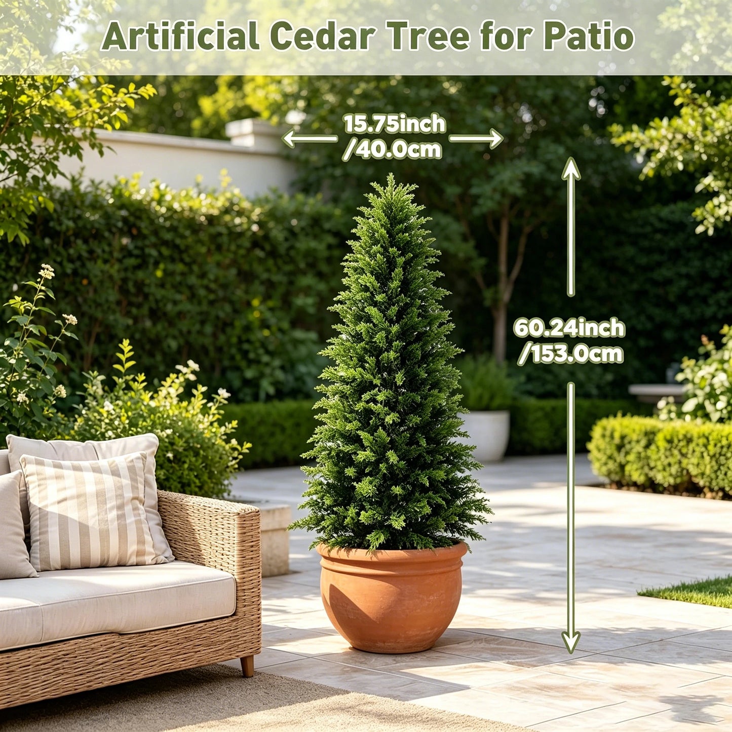 Artificial Cedar Topiary Trees – UV-Resistant Faux Outdoor Porch Trees in Planters for Front Door, Patio & Garden Décor (2–6 FT)