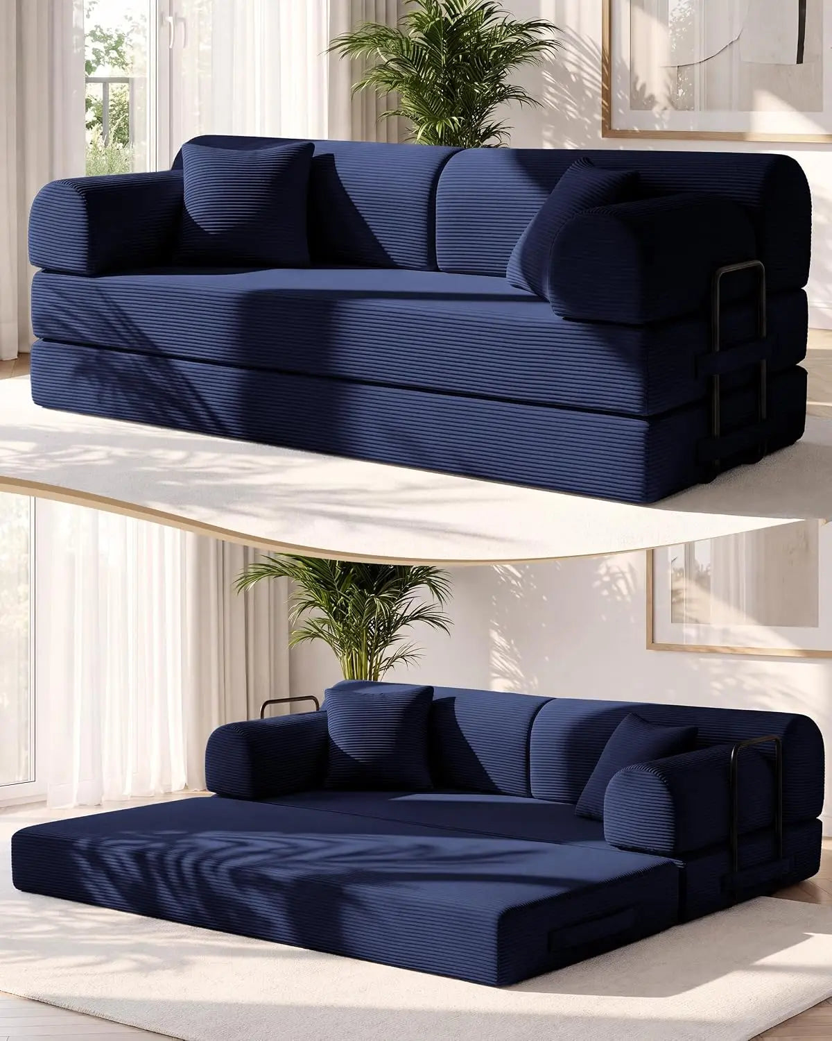 78.8-Inch Convertible Futon Sofa Bed with High Back