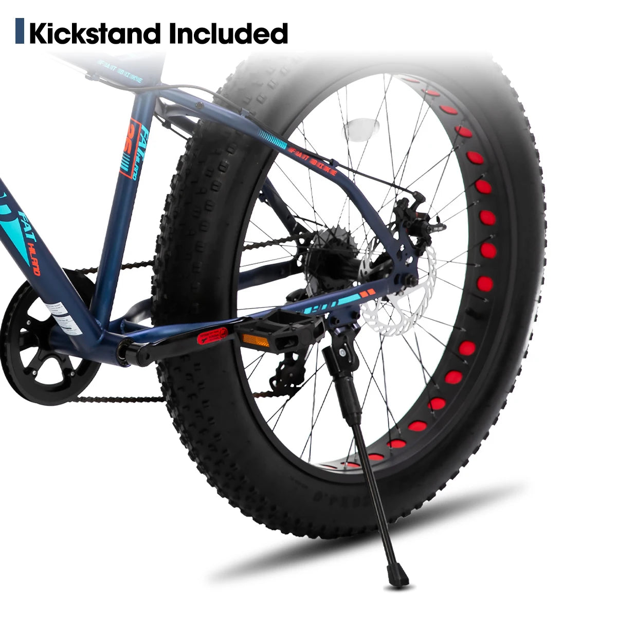 Hiiland 20 Inch Fat Tire Mountain Bike .Kids Bicycle with Front Suspension, Dual Disc Brakes & 7-Speed Gears