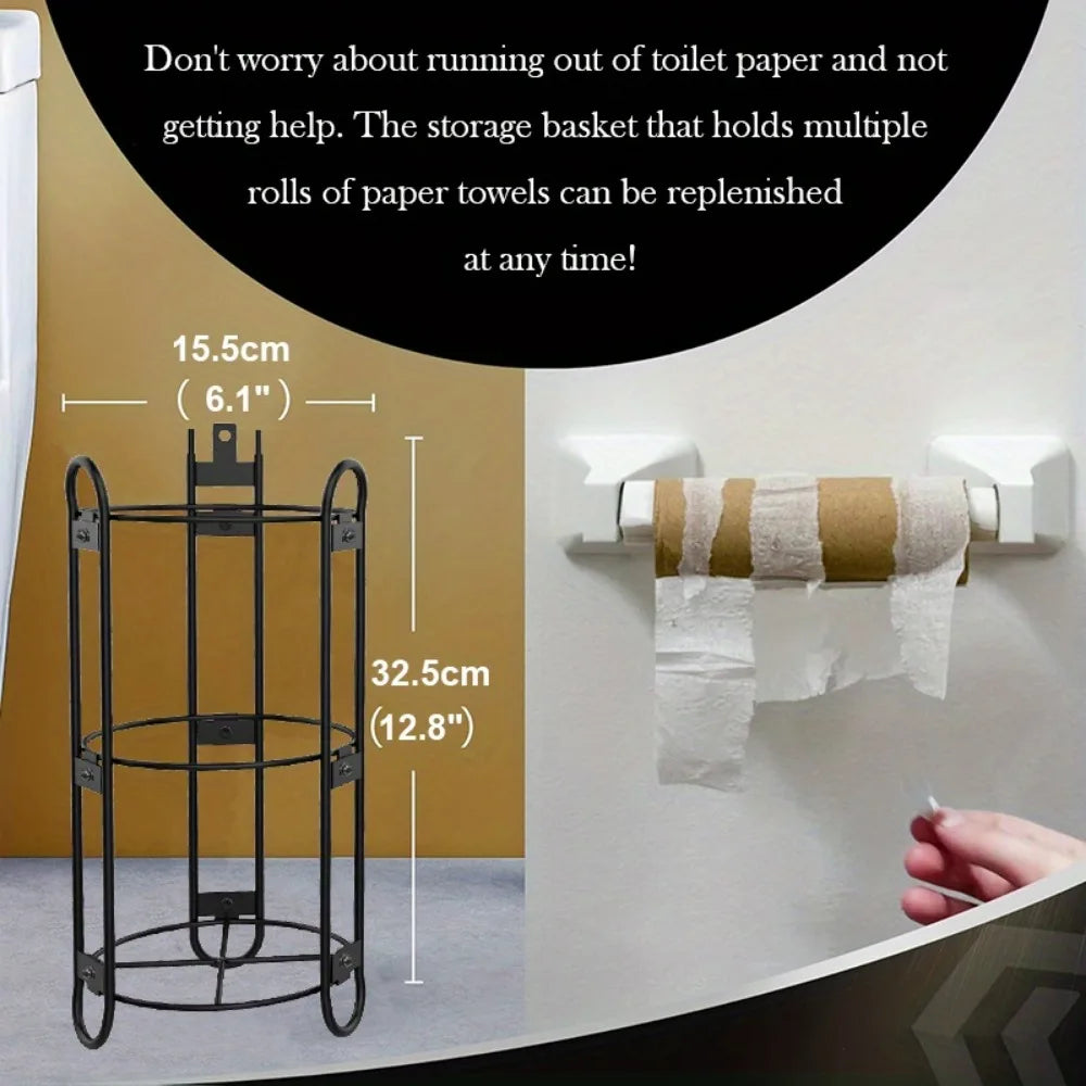 Stainless Steel Round Toilet Paper Holder With Shelf
