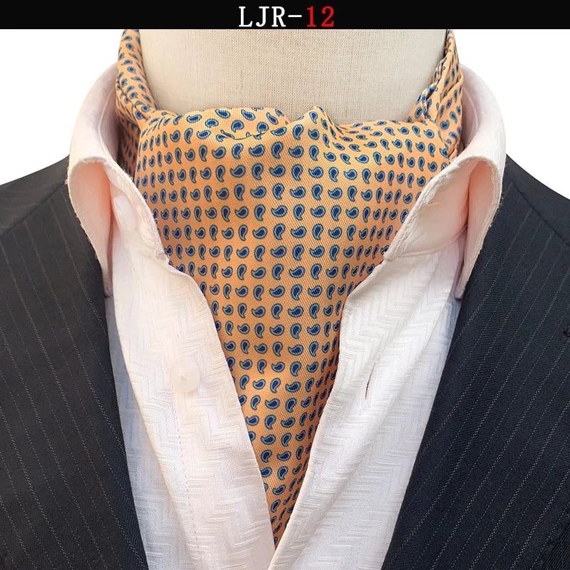 Luxury Men’s Ascot Tie & Pocket Square Set for Weddings, Business & Formal Wear