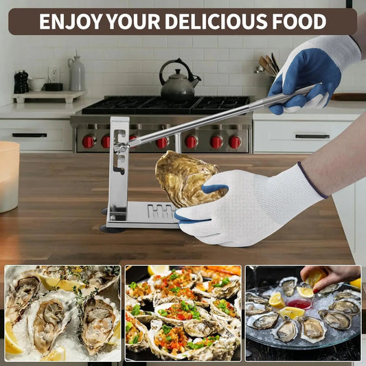 Stainless Steel Oyster & Clam Shucker Tool. Safe Shell Opening Machine