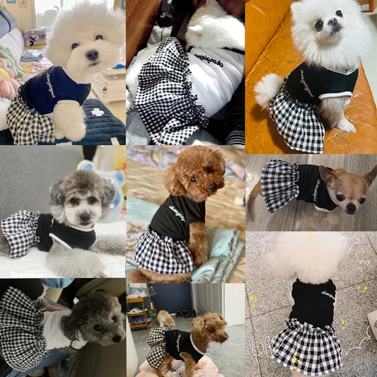 Luxury Plaid Summer Pet Dress for Small Dogs & Cats