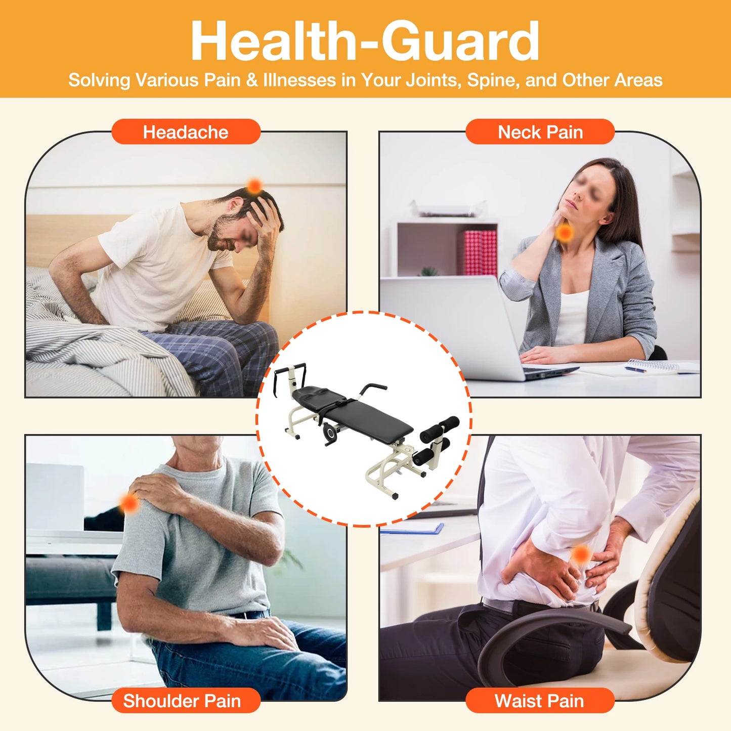 Multifunctional Body Stretcher Fitness Equipment Medical Spinal Traction Lumbar Spine Keyboard Protrusion Corrector Yoga Bed