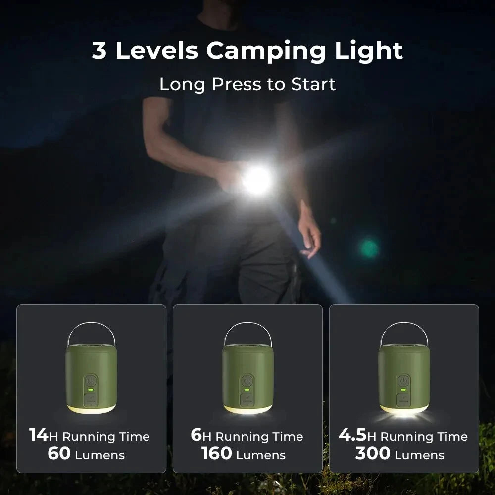 WESTTUNE Mini Air Pump with Camping Lantern – Rechargeable Portable Air Pump for Air Mattresses, Sleeping Pads &amp; Outdoor Adventures