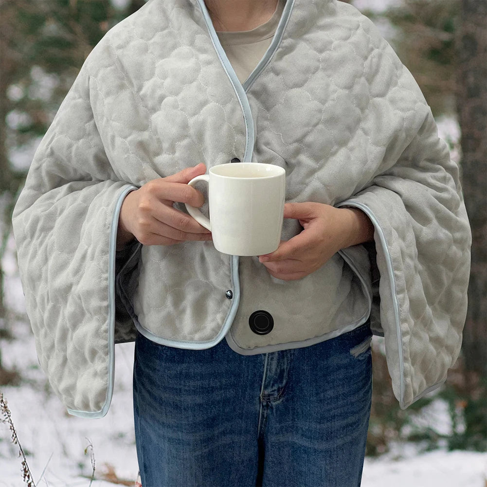 Electric Heated Shawl Blanket USB Wireless Wrap Adjustable 3-Level Temperature Throw Blanket for  Indoor Outdoor Home Office