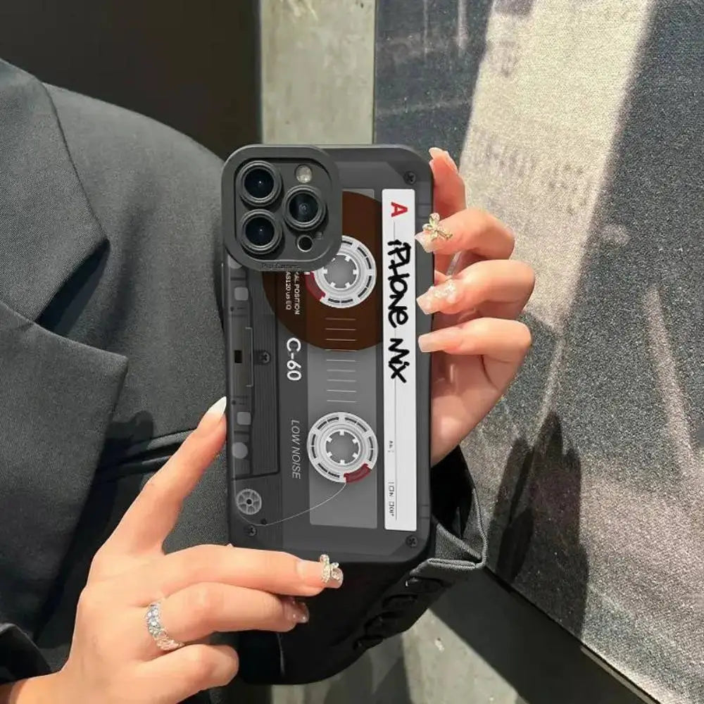 Retro Tape Card Print Phone Case Protector For iPhone Samsung