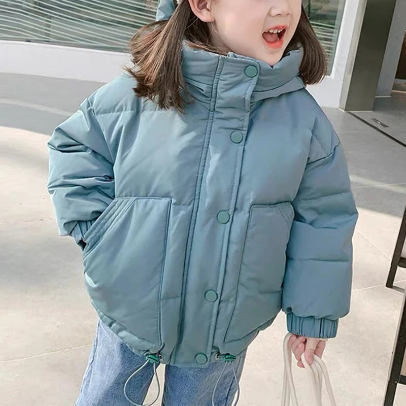 Kids Thick Padded Winter Coat Cotton Parka Warm Long Jacket