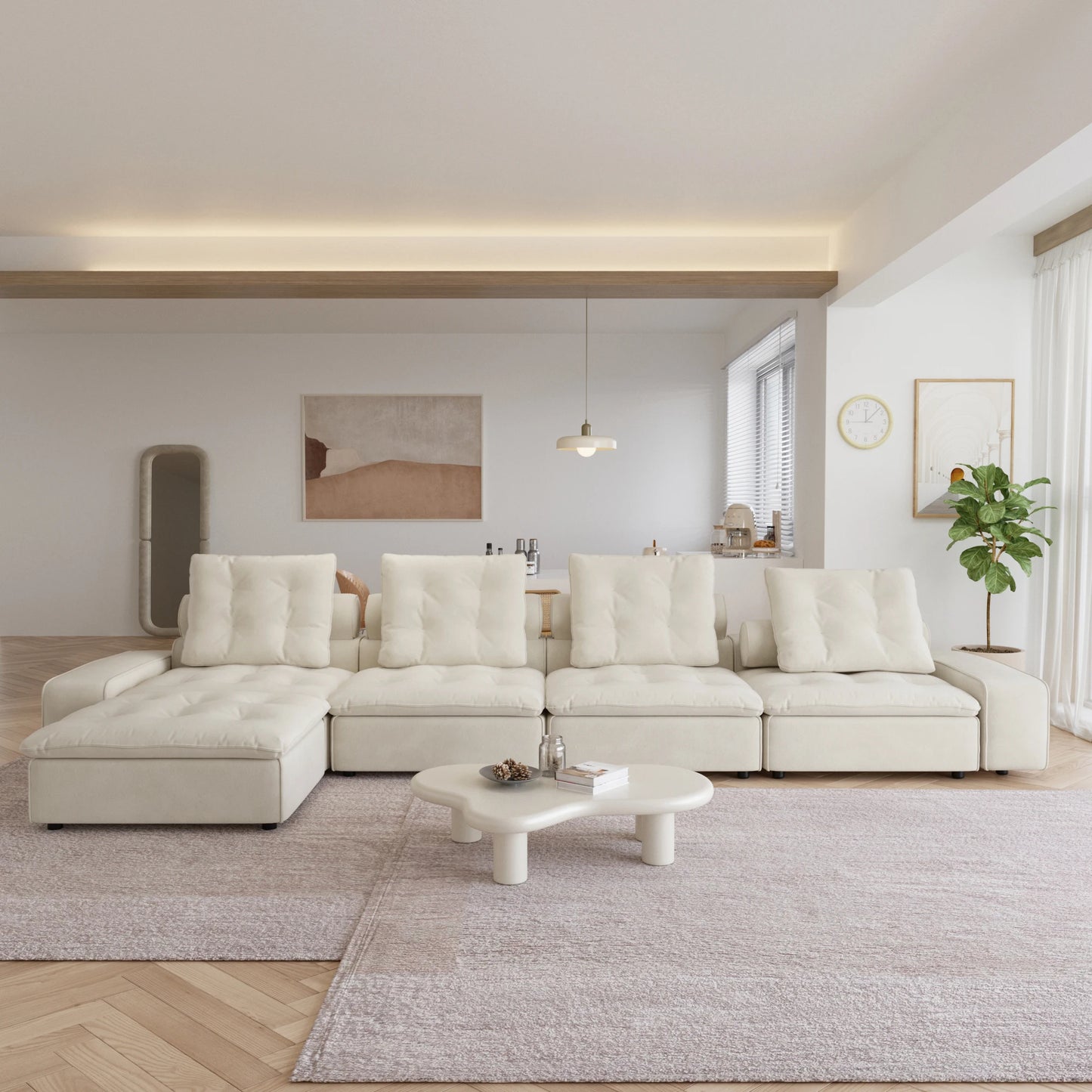 Modular Cloud Sectional Couch Oversized Down Filled Sofa Couches with Chaise Ottoman Adjustable Backrest Couch For Living Room