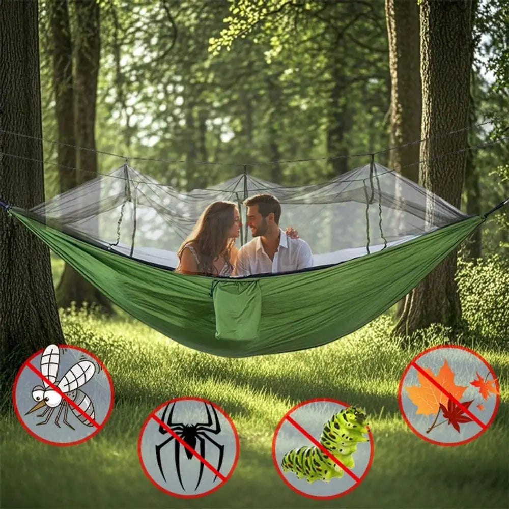 Portable Camping Hammock with Mosquito Net | Lightweight Double Travel Hammock for Hiking, Backpacking & Outdoor Adventures