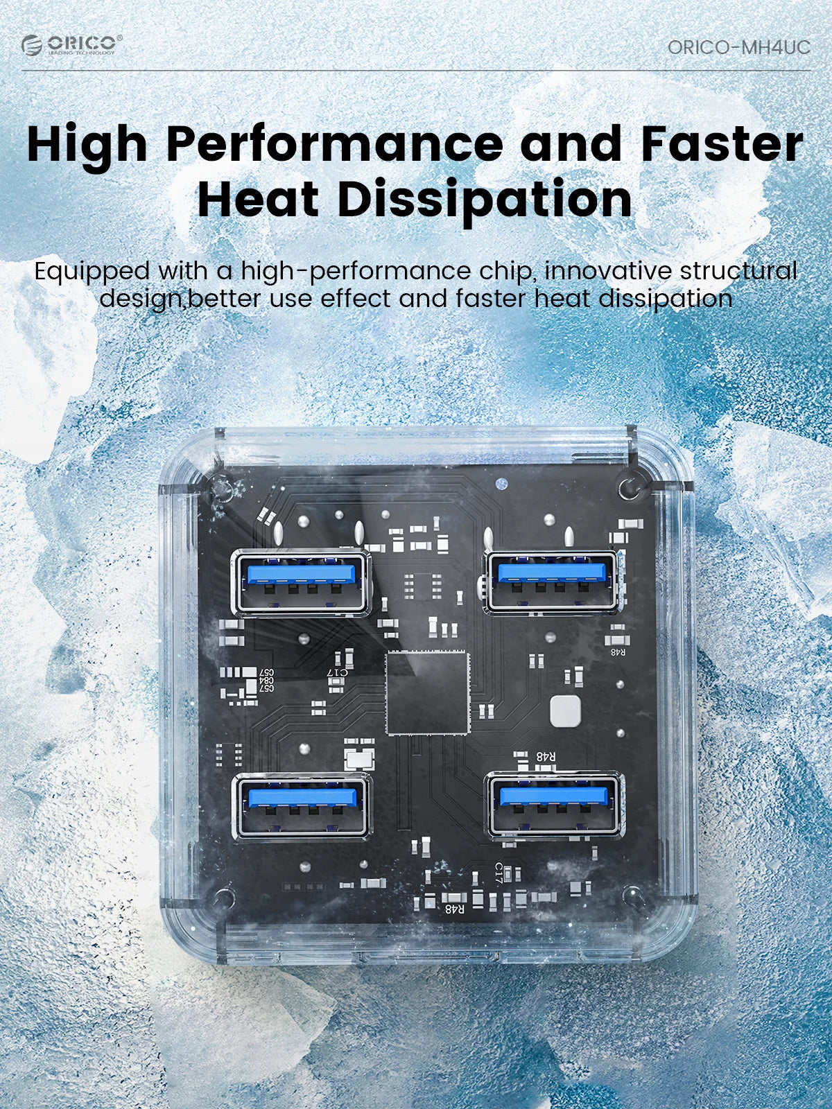 Transparent USB Hub Docking Station with High-Speed Data Transfer & Multi-Port Expansion  Description