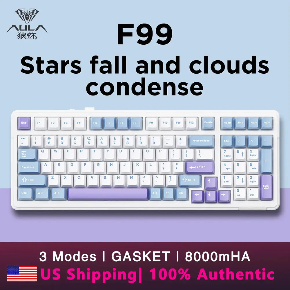AULA F99 Wireless Mechanical Keyboard .Tri-Mode RGB Hot-Swappable Gaming Keyboard