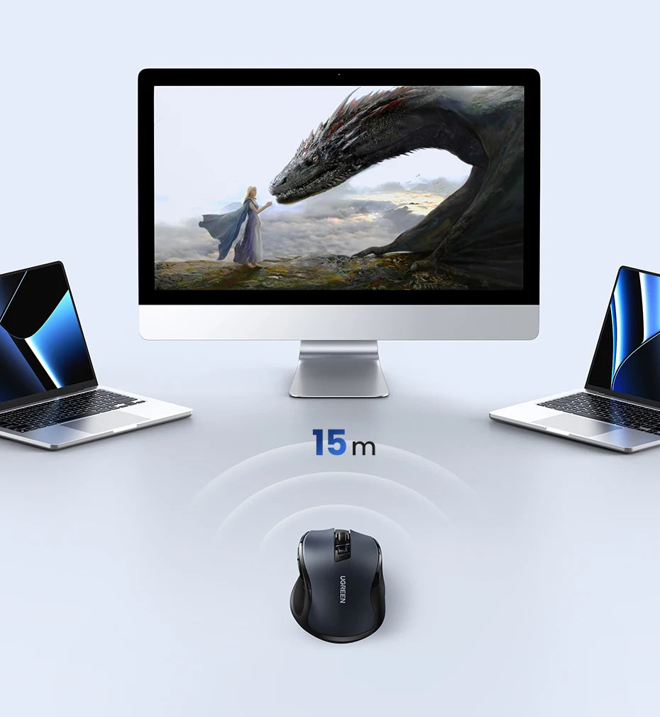 UGREEN Bluetooth Wireless Mouse – Ergonomic Silent Rechargeable Mouse for Laptop & PC