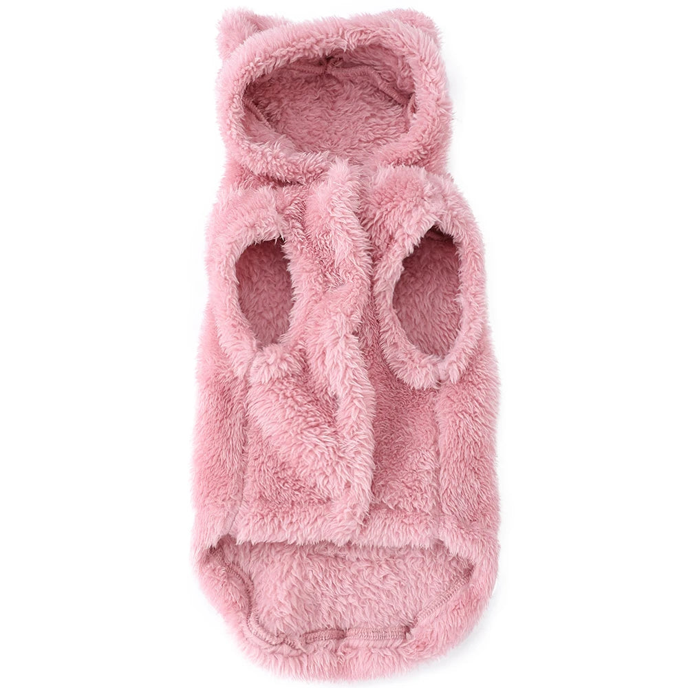 Cute Bear Ear Hooded Pet Sweater. Warm Fleece Puppy & Cat Winter Hoodie
