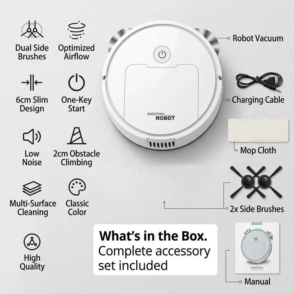 3-in-1 Mini Robot Vacuum | Sweep, Vacuum & Mop