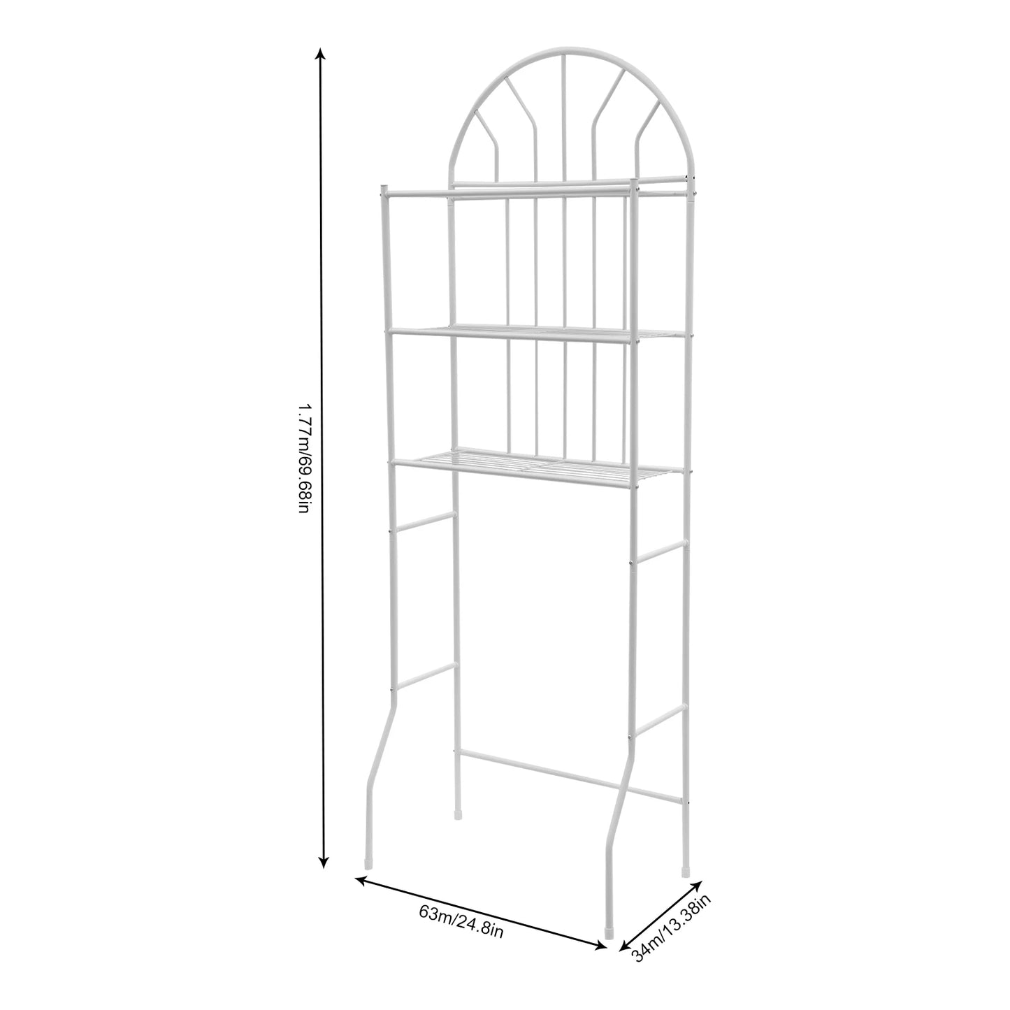 24.8*13.39*69.69 Inch 3-Tier Toilet Storage Rack Floor Standing Toilet Bathroom Organize Shelf  Easy to Clean