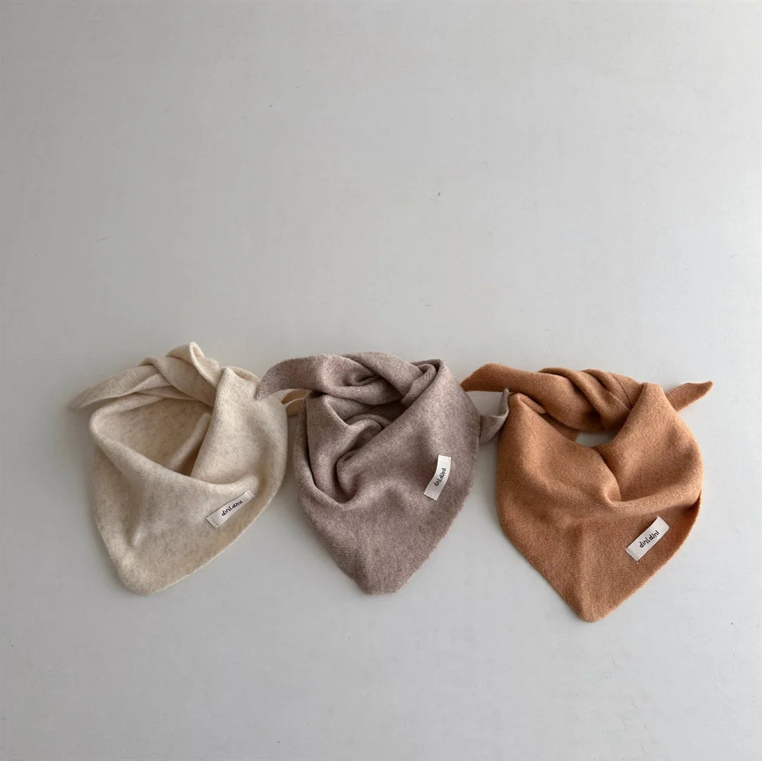 Winter Children's Triangle Scarf Wool Solid Scarf Baby Girls Soft Shawl Kids Collar Warm Neckerchief Boys Drool Saliva Towels