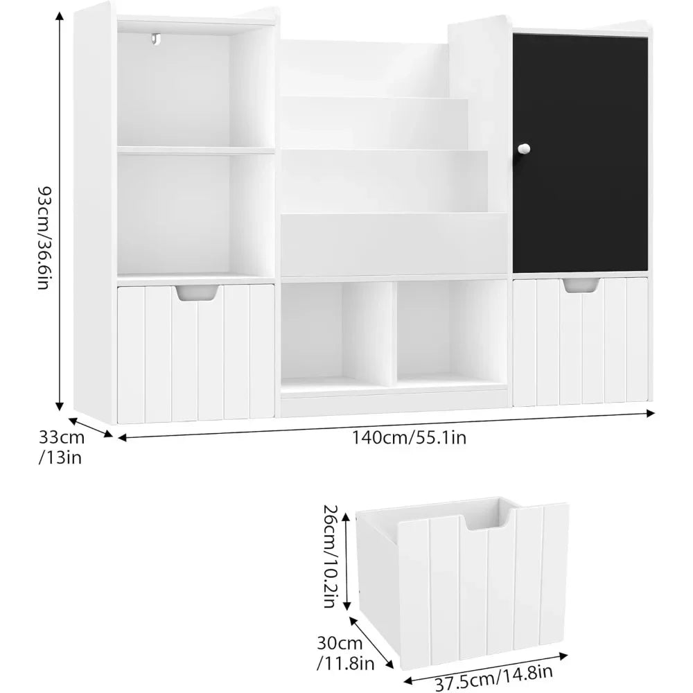 Toy Storage Organizer Bookshelf Chalkboard Mobile Bins
