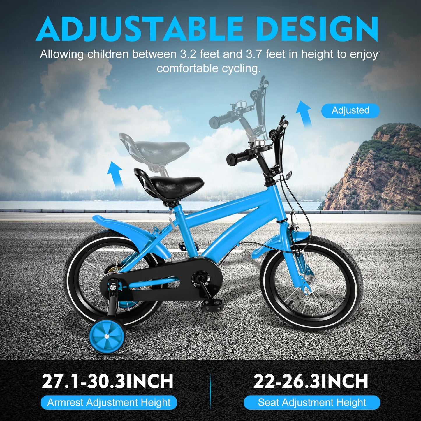 14 Inch Children’s Bicycle with Training Wheels .Kids Bike for Ages 2–5, Adjustable Seat & Handlebars, Boys & Girls