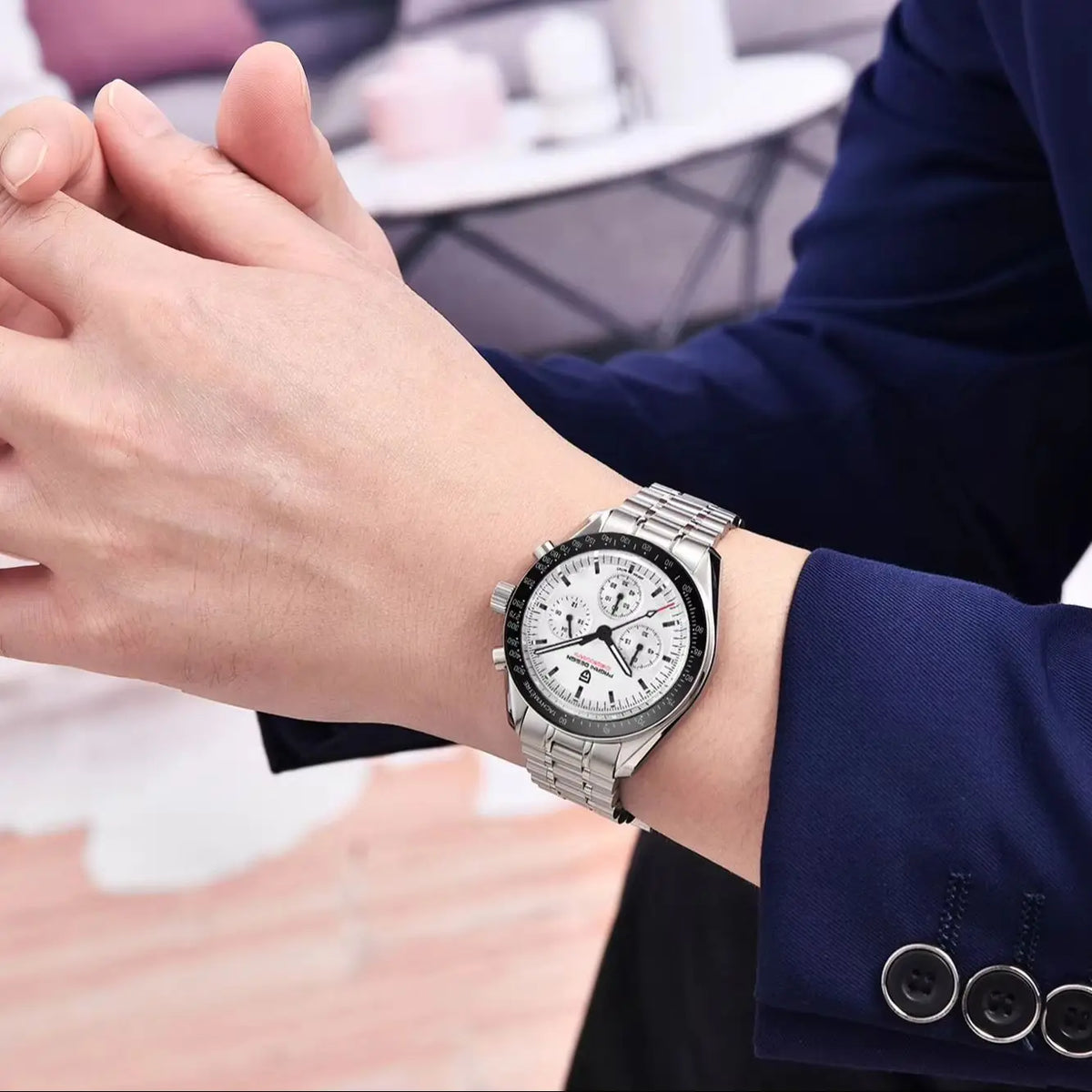 Men’s PAGANI DESIGN Watch – Stainless Steel Bracelet & Classic Round Dial
