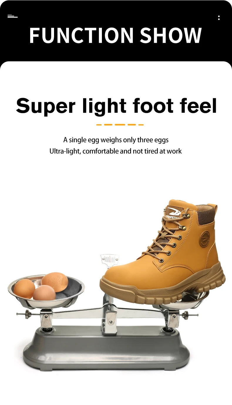 High Top PU Safety Shoes Metal Toe Cap Anti Smash Puncture
