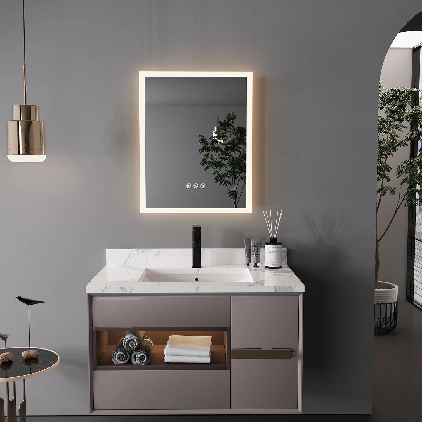 LED 16x20 Vanity Mirror Wall Mounted With Anti Fog Memory