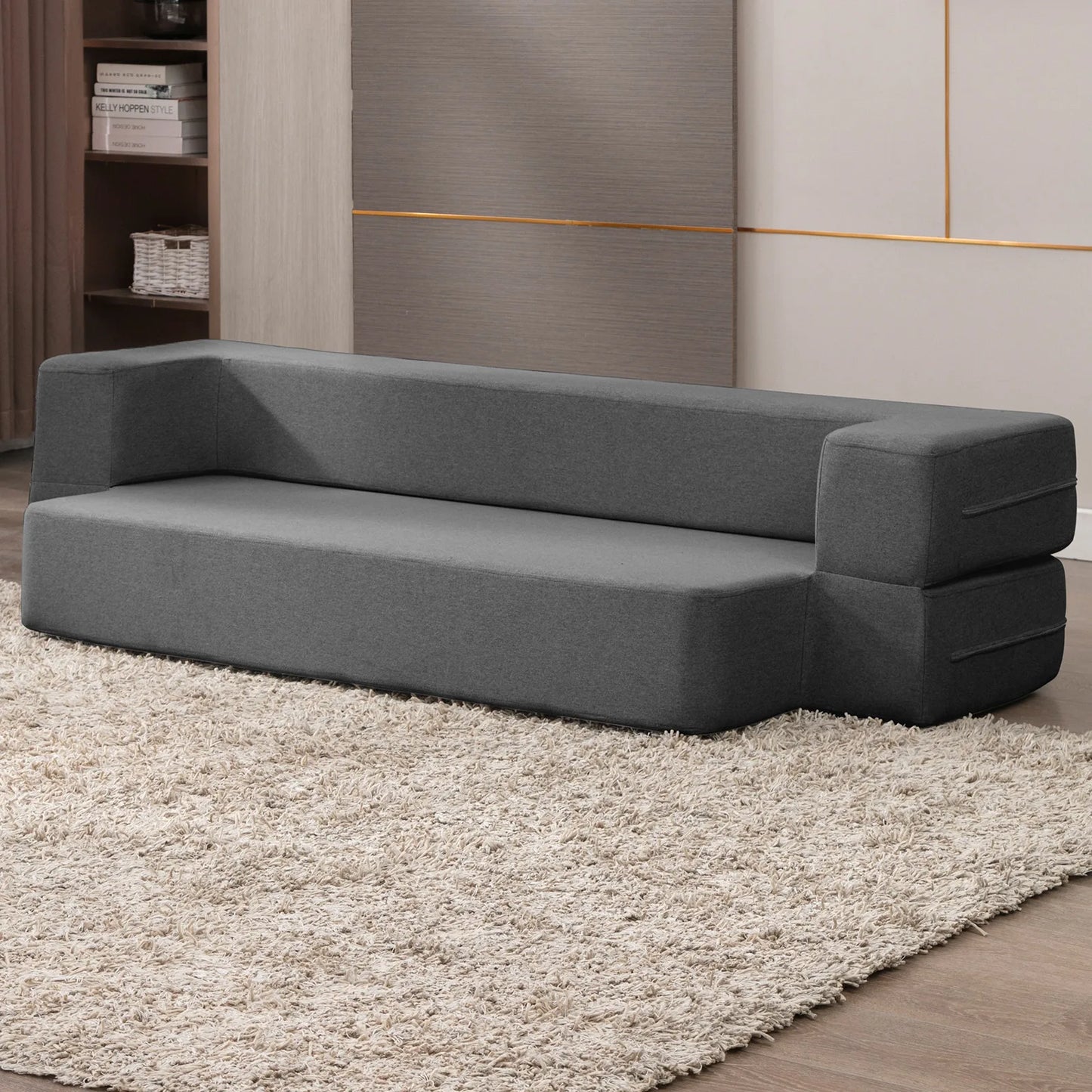 HORGAEO Folding Sofa Bed,Fold Down Couch Bed Sleeper Chair Guest Bed,Twin Bed Mattress Folding Foam Mattress