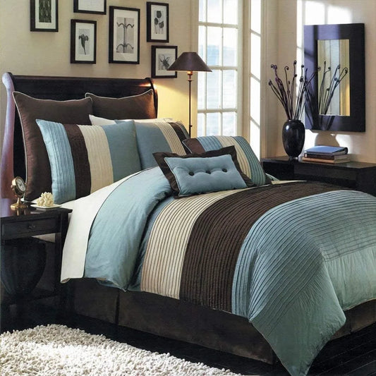 Hudson Teal Blue Queen Size Luxury 12 Piece Comforter Set Includes Comforter, Bed Skirt, Pillow Shams,Decorative Pillows