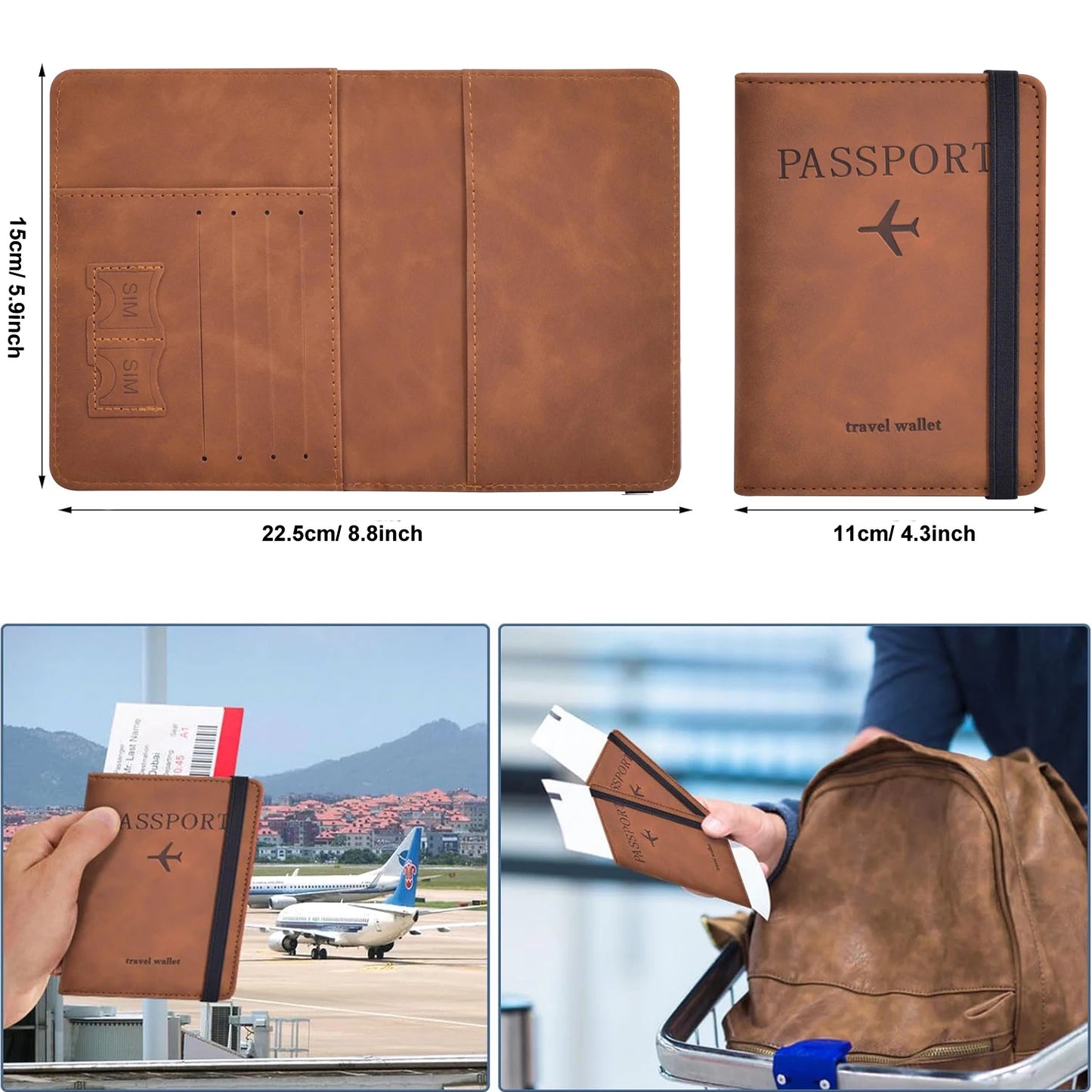 RFID Blocking Passport Holder Travel Wallet | Passport Cover with Card Slots | Travel Document Organizer | Slim Passport Case