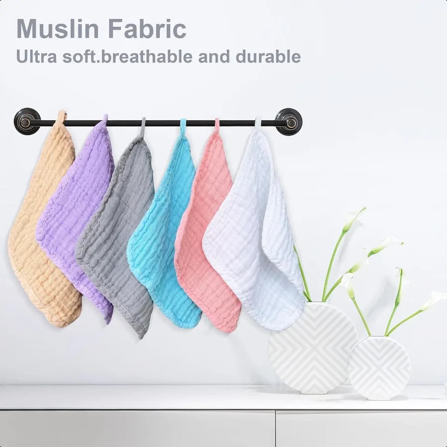 12 Pack Baby Muslin Washcloths Soft Facecloths for Newborns