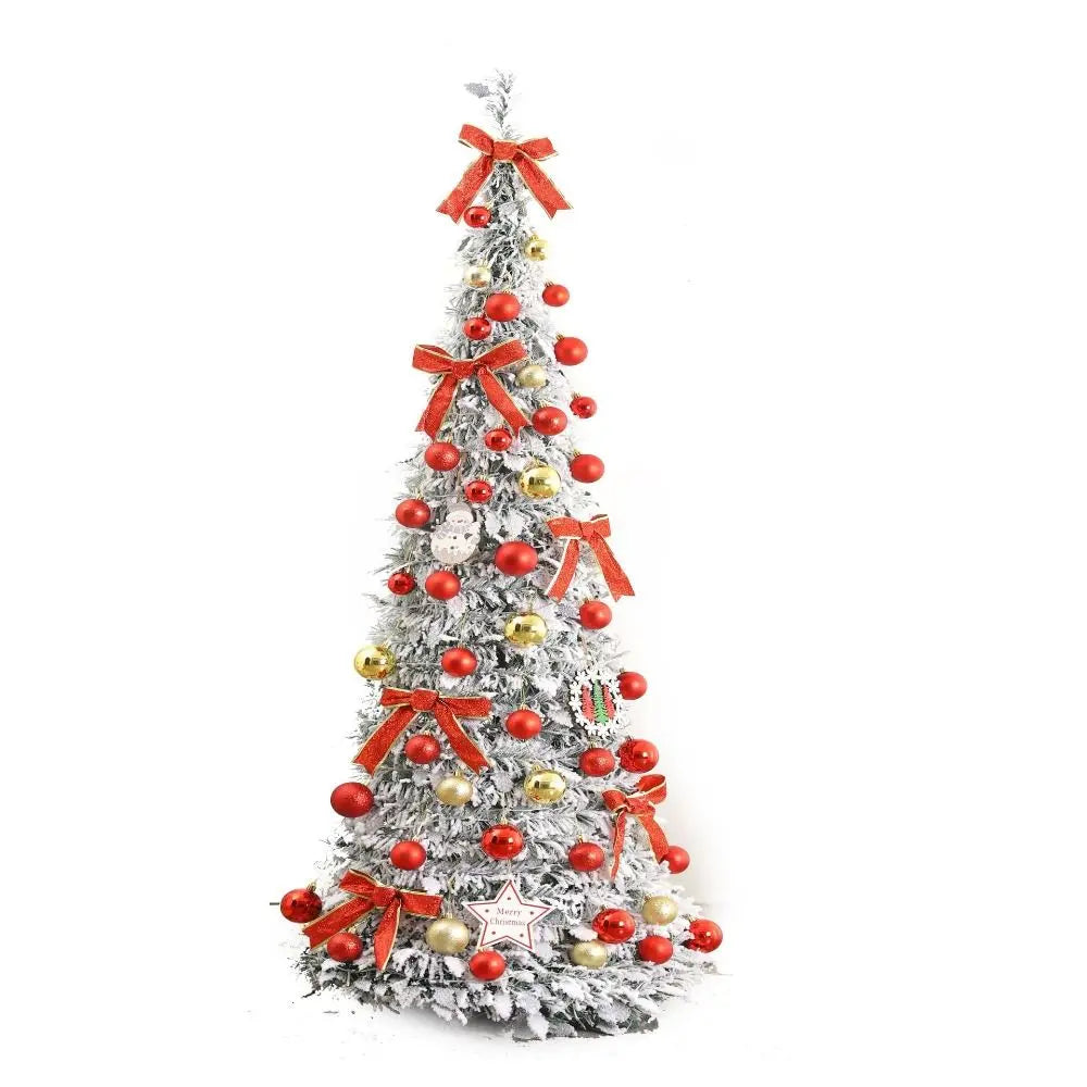 Foldable Snow Flocking Christmas Tree Space Saving Snowy Decor Collapsible Tree New Design With LED Xmas Tree Winter Season