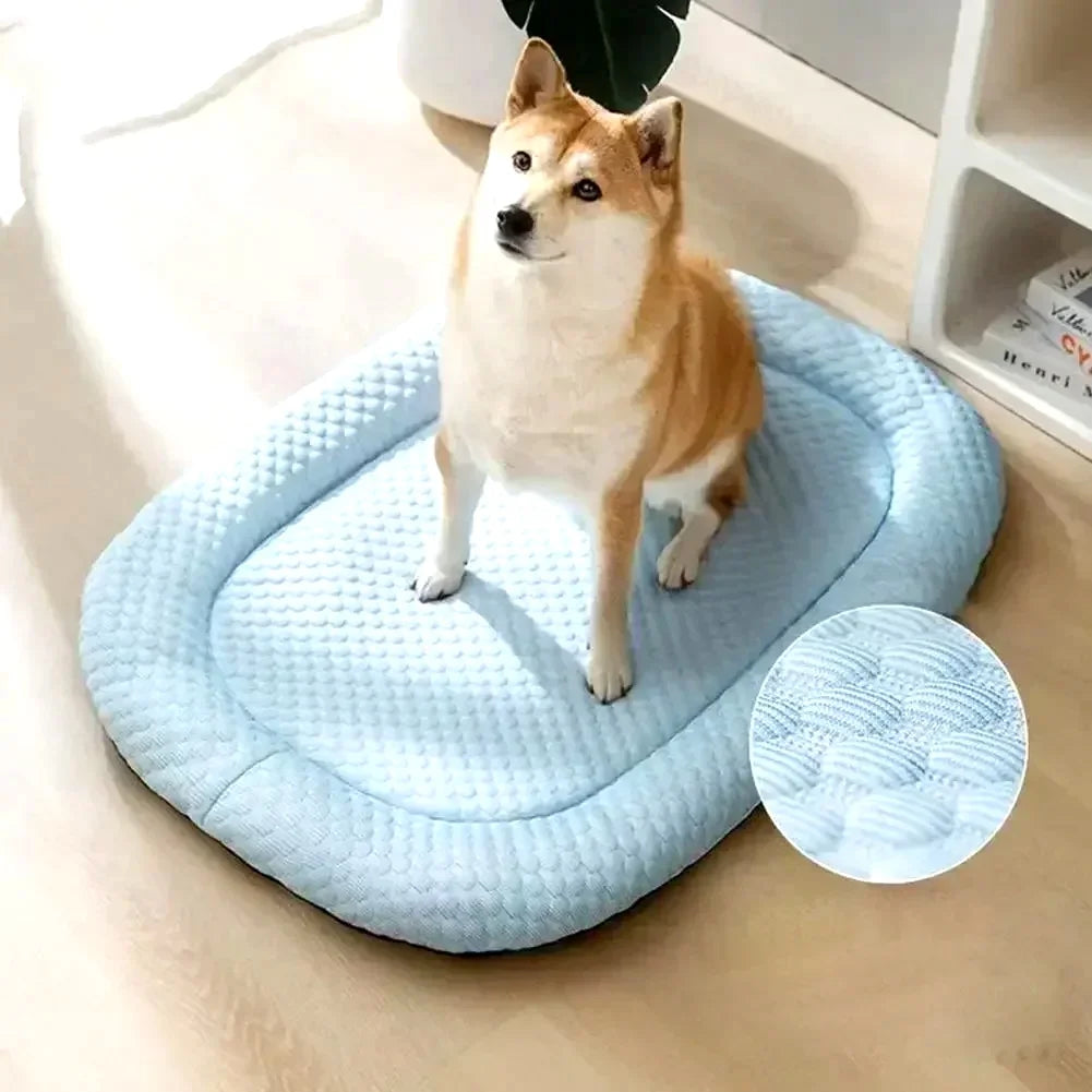 Ice Silk Cooling Dog Bed with Removable Cushion | Summer Pet Sleep Nest for Dogs & Cats