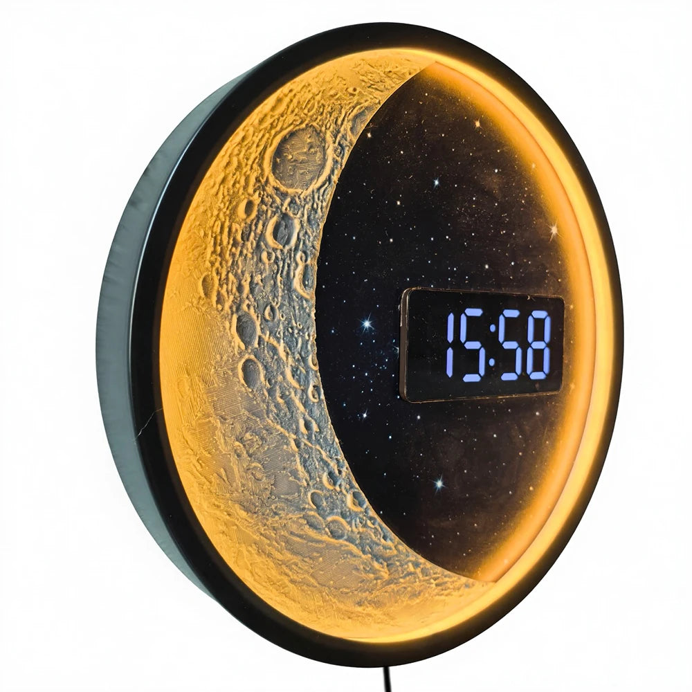 Luna Glow Moon Phase LED Digital Wall Clock