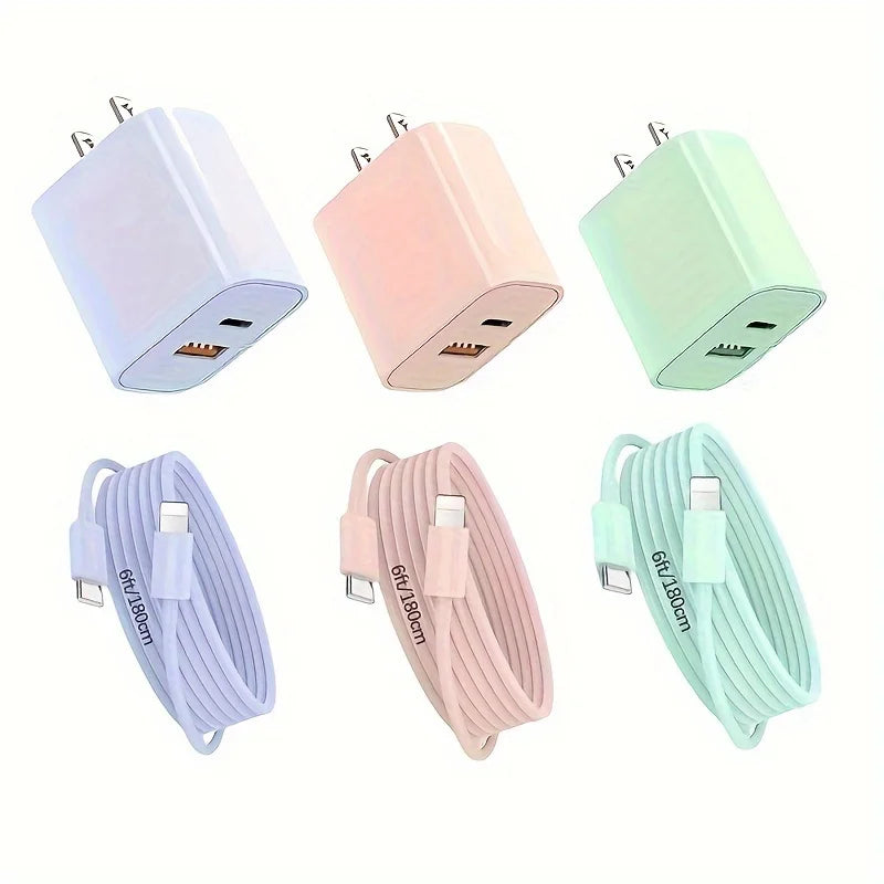 3Packs 20W Dual-Port  Adapter Fast Charging 6FT USB C Cable For IPhone 14/14 Pro Max/13/13 Pro Max/12/12 Pro Max/11/11Pro/XS/Max
