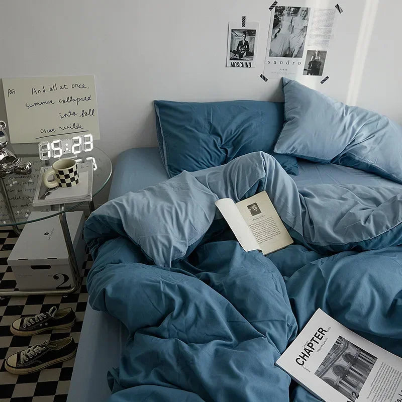 Soft Solid Color Duvet Cover Set. Modern Cozy Bedding