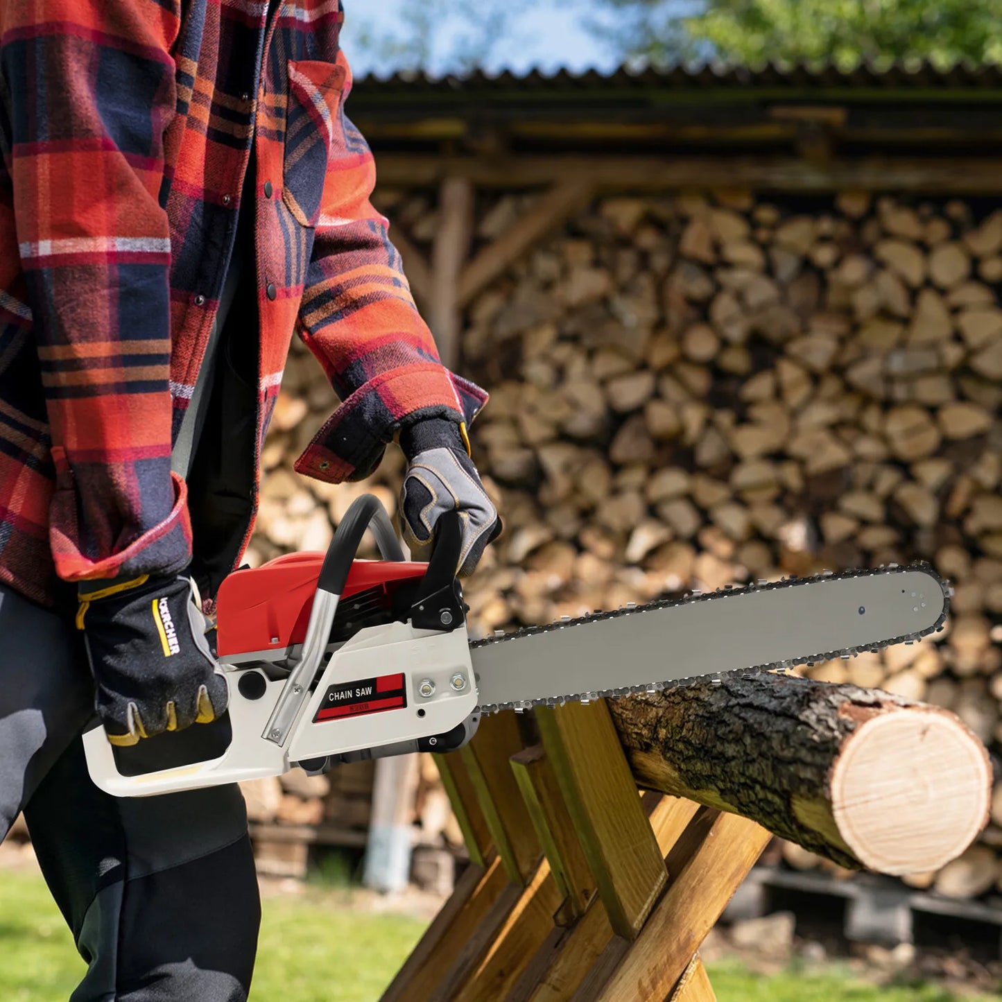 Multi-Scene Gasoline Chainsaw - Suitable For Forest Harvesting, Wood Cutting, Branch Pruning And Gardening Easy Cleaning