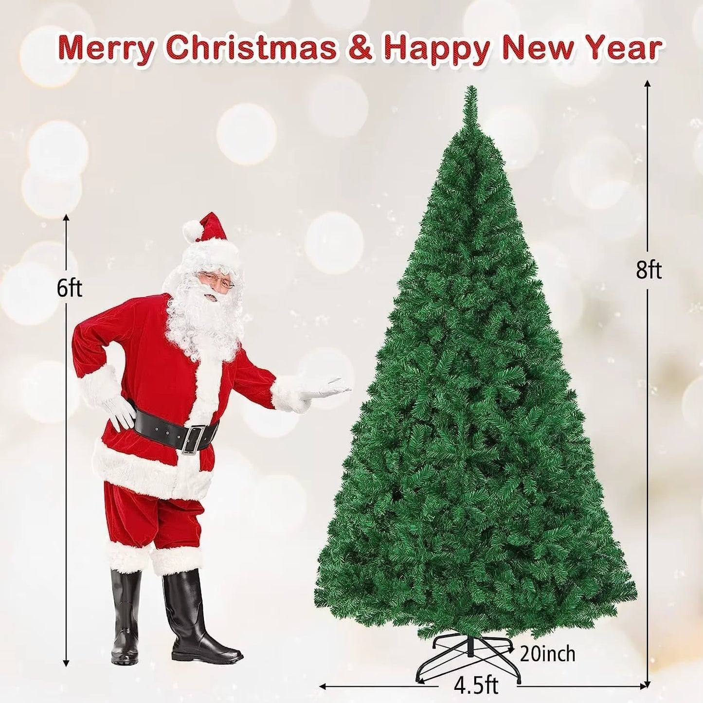 Premium Artificial Christmas Tree .Realistic Spruce Holiday Tree with Ornaments & Festive Décor Set (7FT/8FT/9FT)