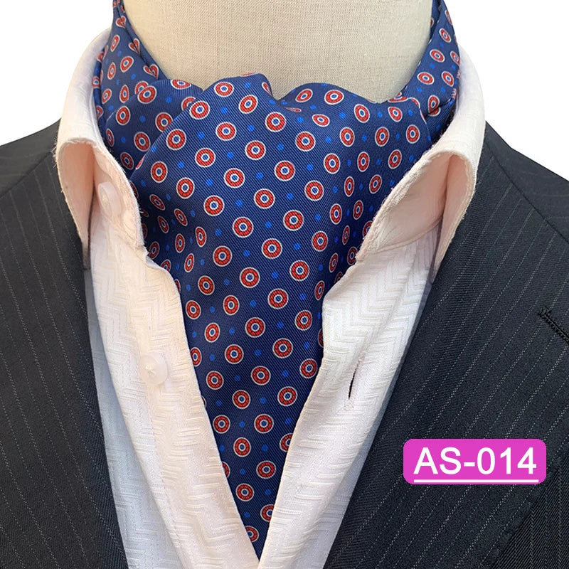 Luxury Men’s Ascot Tie & Pocket Square Set for Weddings, Business & Formal Wear
