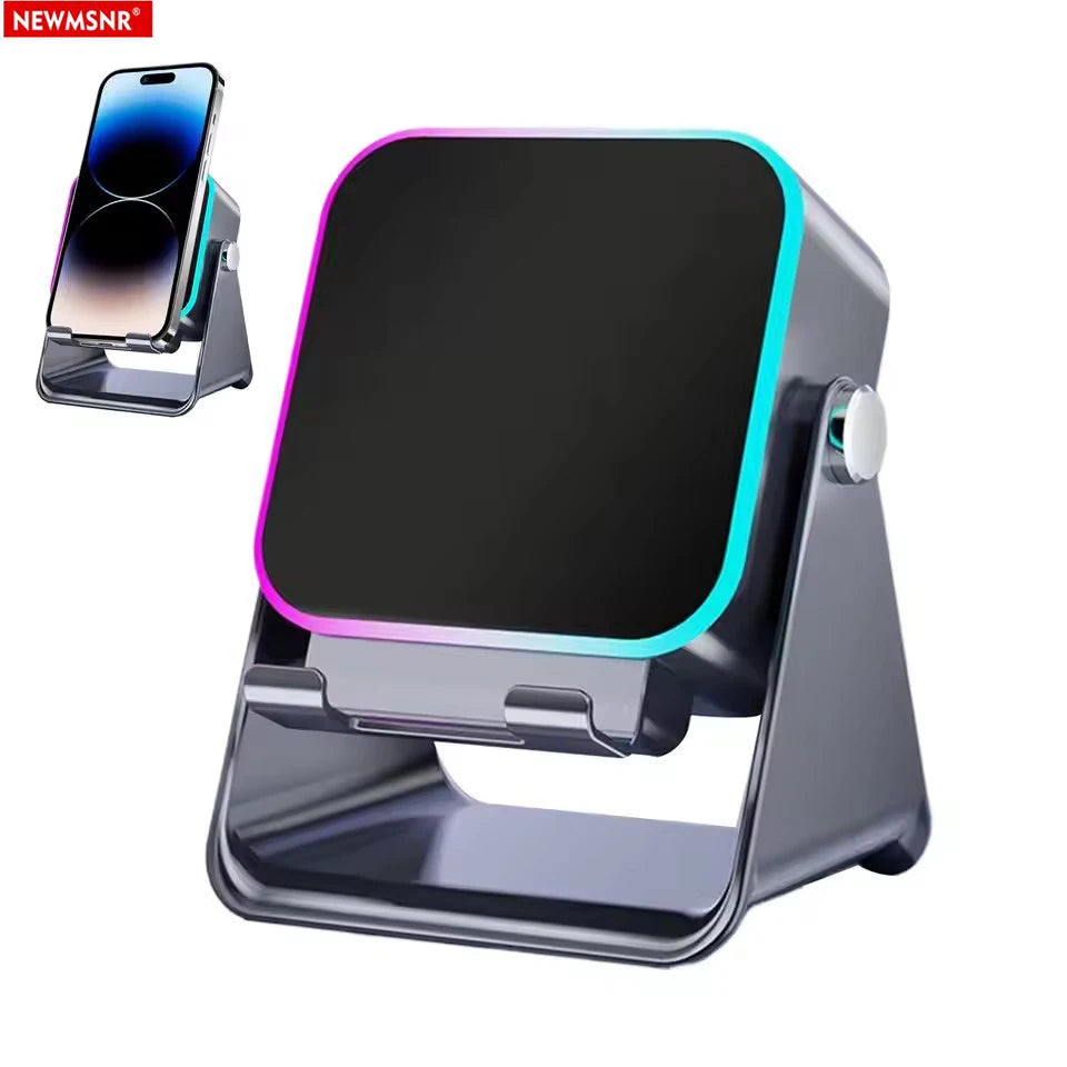 5-in-1 Wireless Charging Speaker Phone Stand with RGB Light and Bluetooth Audio